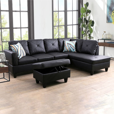 Canapé modulaire rembourré de 97 po avec repose-pieds Jibrael