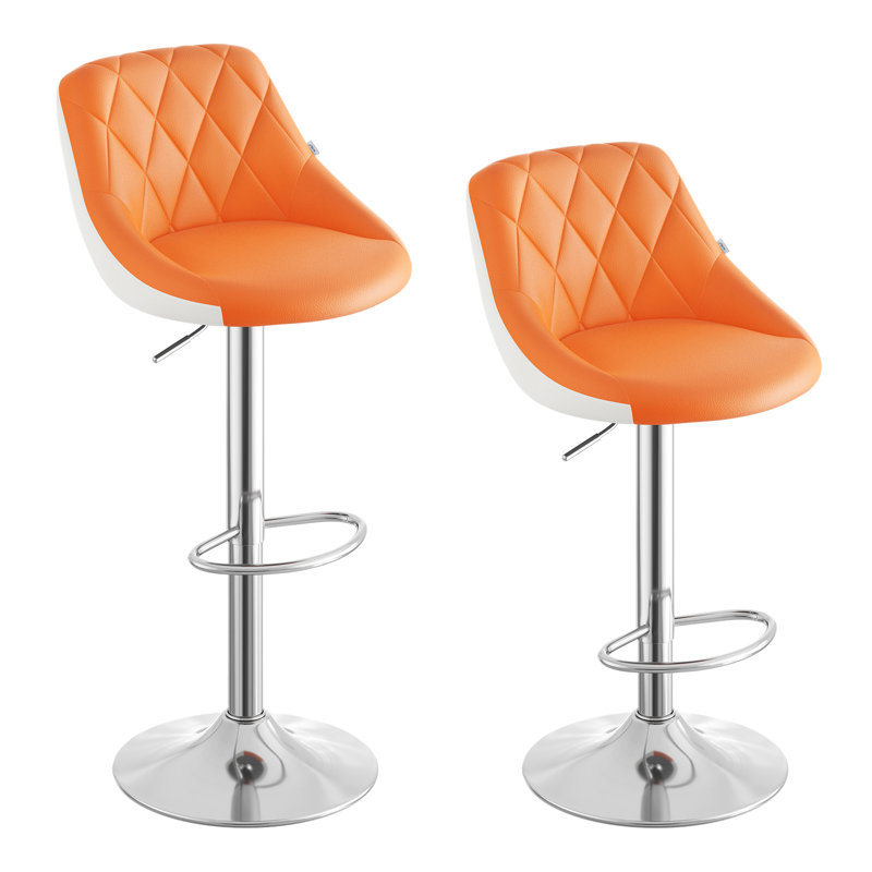 Dequay Swivel Bar Stool, Orange/White