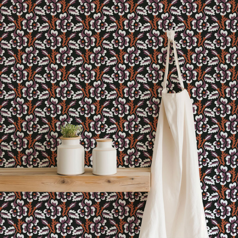 Thorn & Blossom - Wallpaper, Autumn Noir, Premium Paper