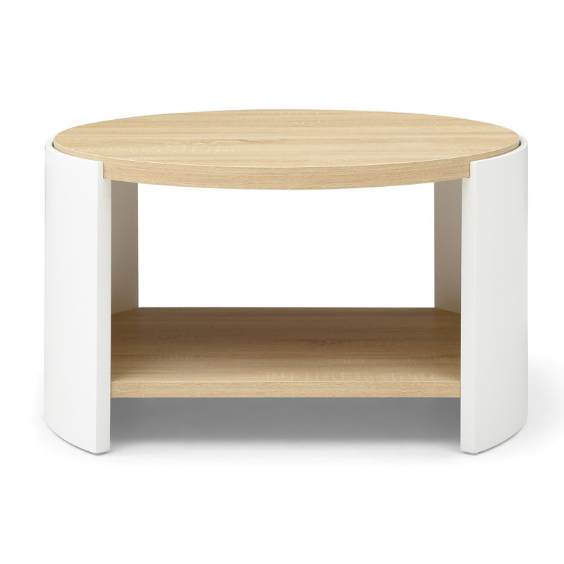 Table basse de salon 2 - Bureau rond en bois rustique avec rangement de 31 po pour la maison