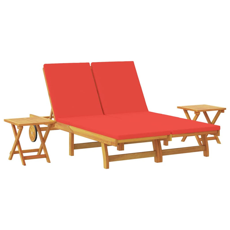 63cm Long Acacia Double Chaise, Red