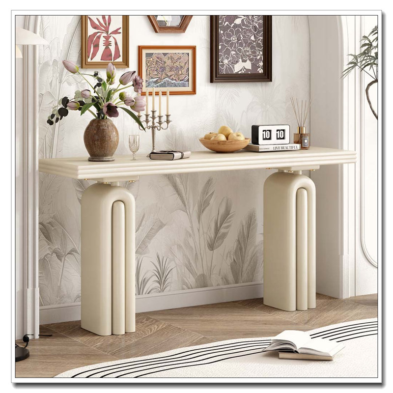 Console élégante et luxueuse en placage d'acacia, Beige