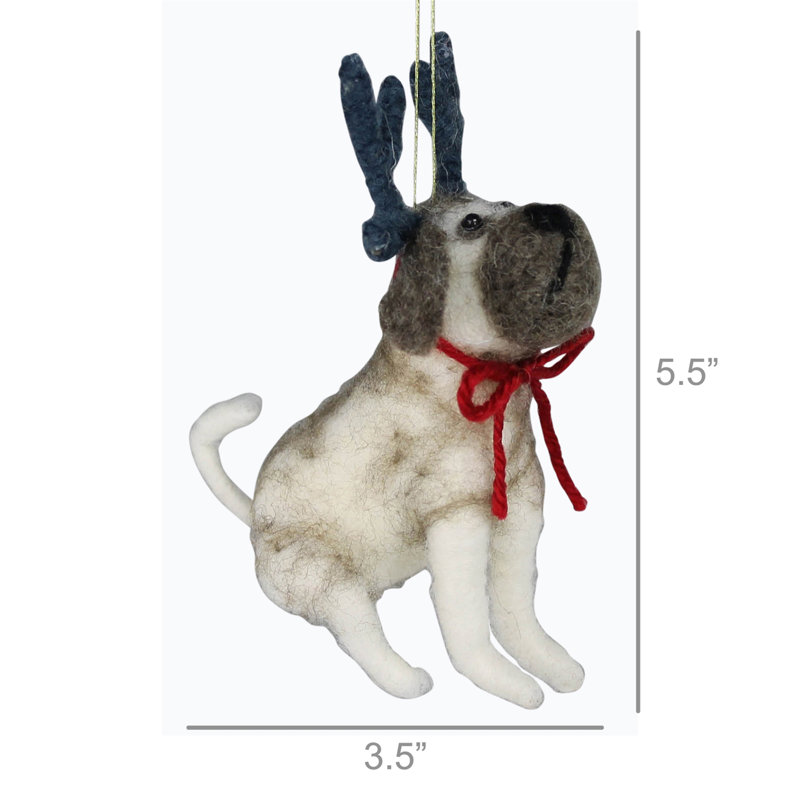 Ornement suspendu Bulldog avec des bois