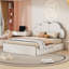 Grand lit plateforme tapissier avec tête de lit nuage beige-564254718