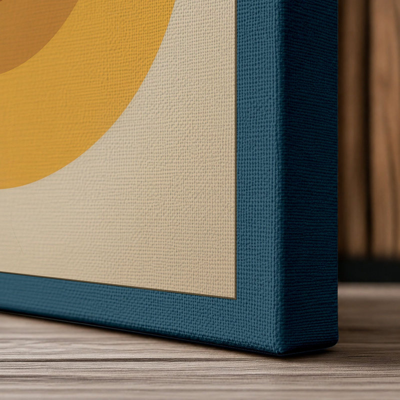Geometric Quadrants Mid-Century - Wrapped Canvas, 30x20 - 76.2 x 50.8 cm, Teal Border