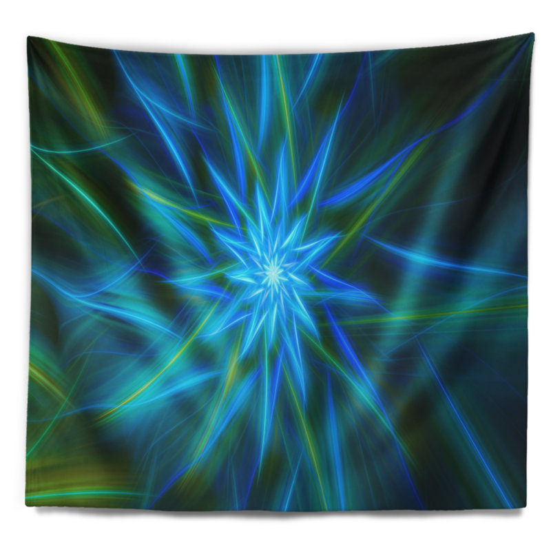 Tapisserie florale turquoise brillant, H 68 po x l 80 po