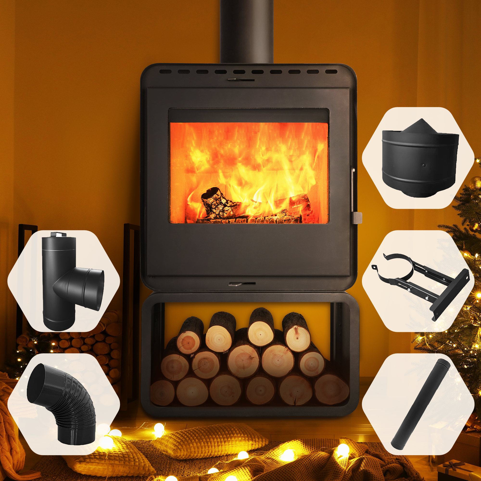 BrooveWave 3200 Square Feet Direct Vent Freestanding Wood Burning Stove