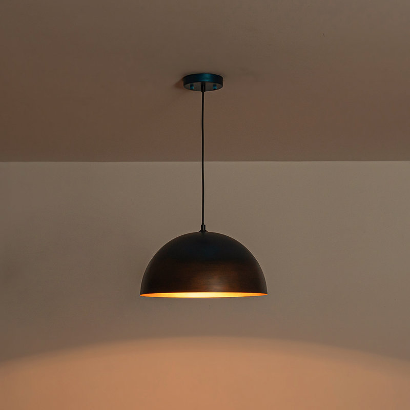 Luminaire suspendu en forme de dôme en cuivre à 1 lumière