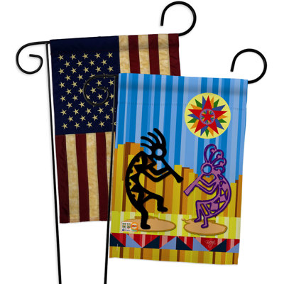 Drapeau de jardin en polyester à 2 côtés Kokopelli Dream 1 pi 5 po x 1 pi