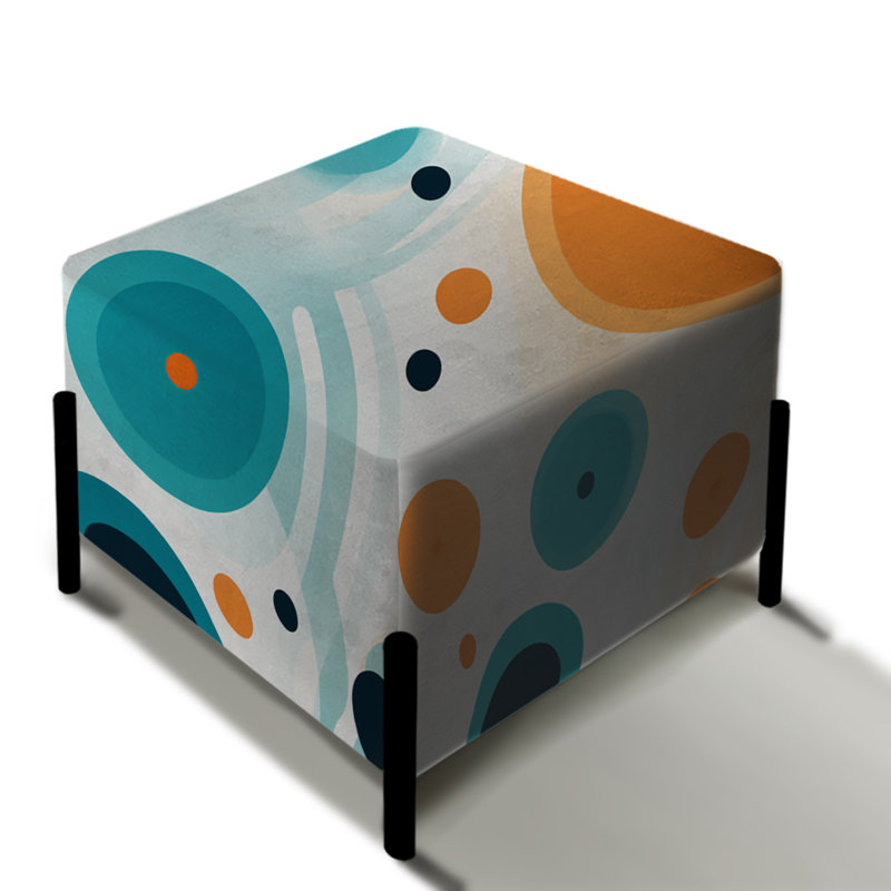 Geometric Harmony Polka Dots Pattern - Polka Dots Square Ottoman