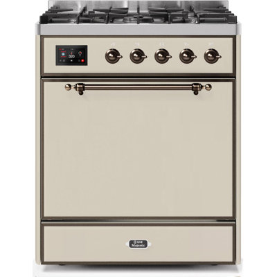 Cuisinière à double combustible 30 pouces ILVE Majestic II, 5 brûleurs en laiton, 4 cu. Capacité du four (porte pleine)