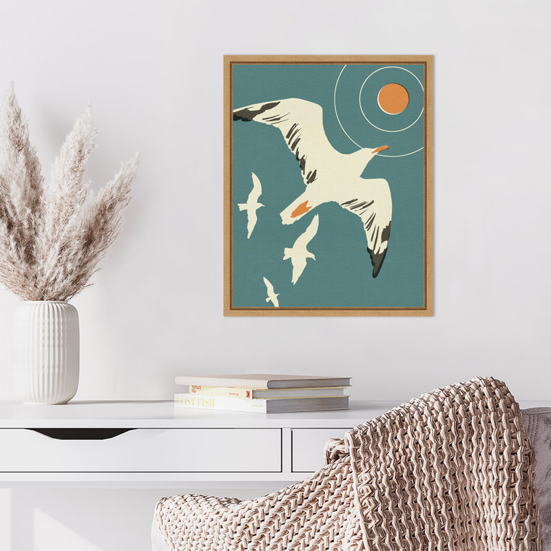 «Seagull Block Print II» par Jacob Green, reproduction d'art sur toile encadrée, H 20 po x l 16 po