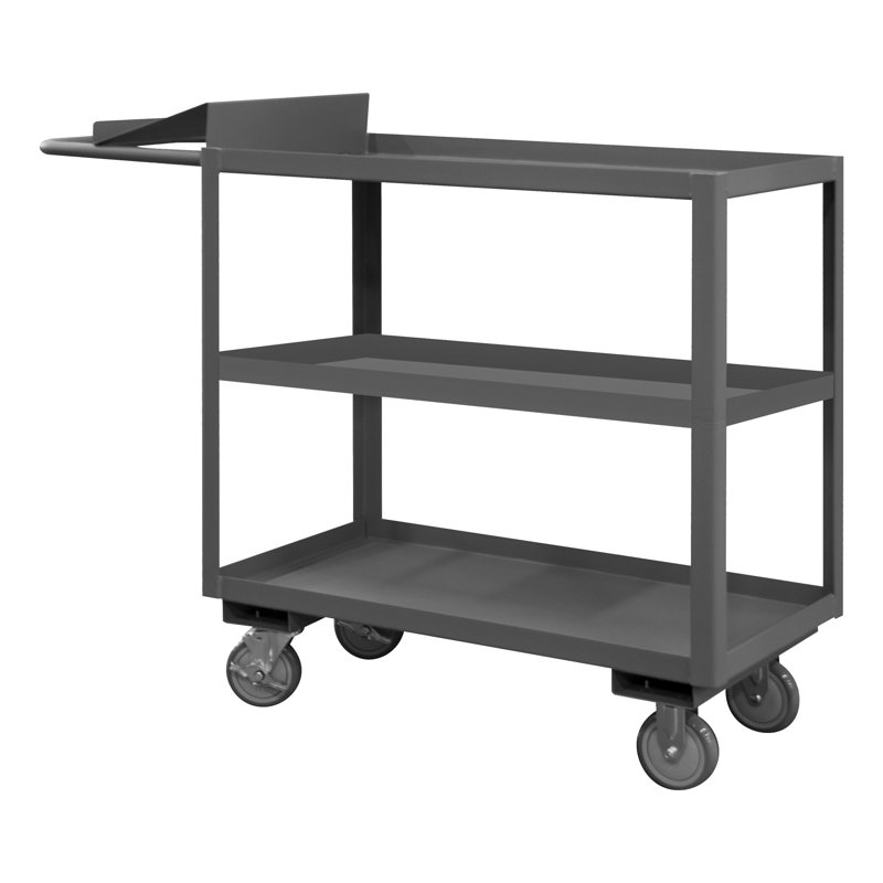 Durham 75'' Textured Steel 3-Shelf Order Cart with Polyurethane Wheels