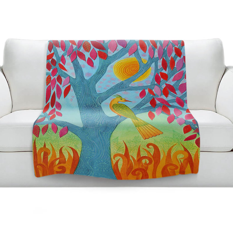 Couverture de sherpa à arbre à feuille rouge, l 68 po x L 80 po