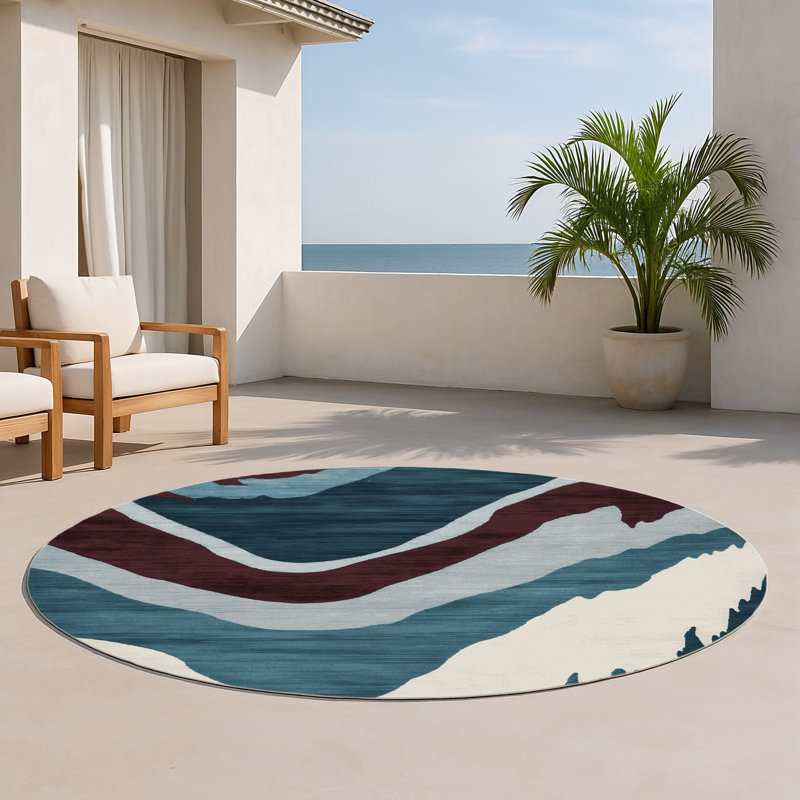 Tapis intérieur et extérieur mauve Watercolor, Rond 5 pi