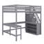 Structure de lit mezzanine en bois pleine grandeur avec bureau en forme de L intégré et 3 tablettes de rangement et escalier de rangement attaché pour les enfants, aucun sommier nécessaire-1946459648