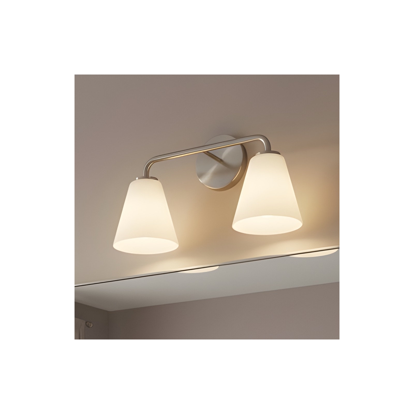 Senda One Light Vanity, 2, Brushed Nickel, White