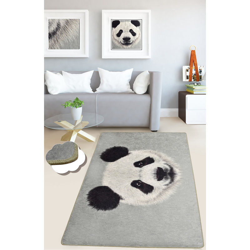 Premium Area Rug (6.6 x 9.5 ft), Grey & Black, 100% Polyester | Soft Pile Height: 0.16 in, Total Thickness: 0.39 in | Antibacterial, Non-Slip Underside, Machine Washable | Perfect for Living Room & Bedroom Décor