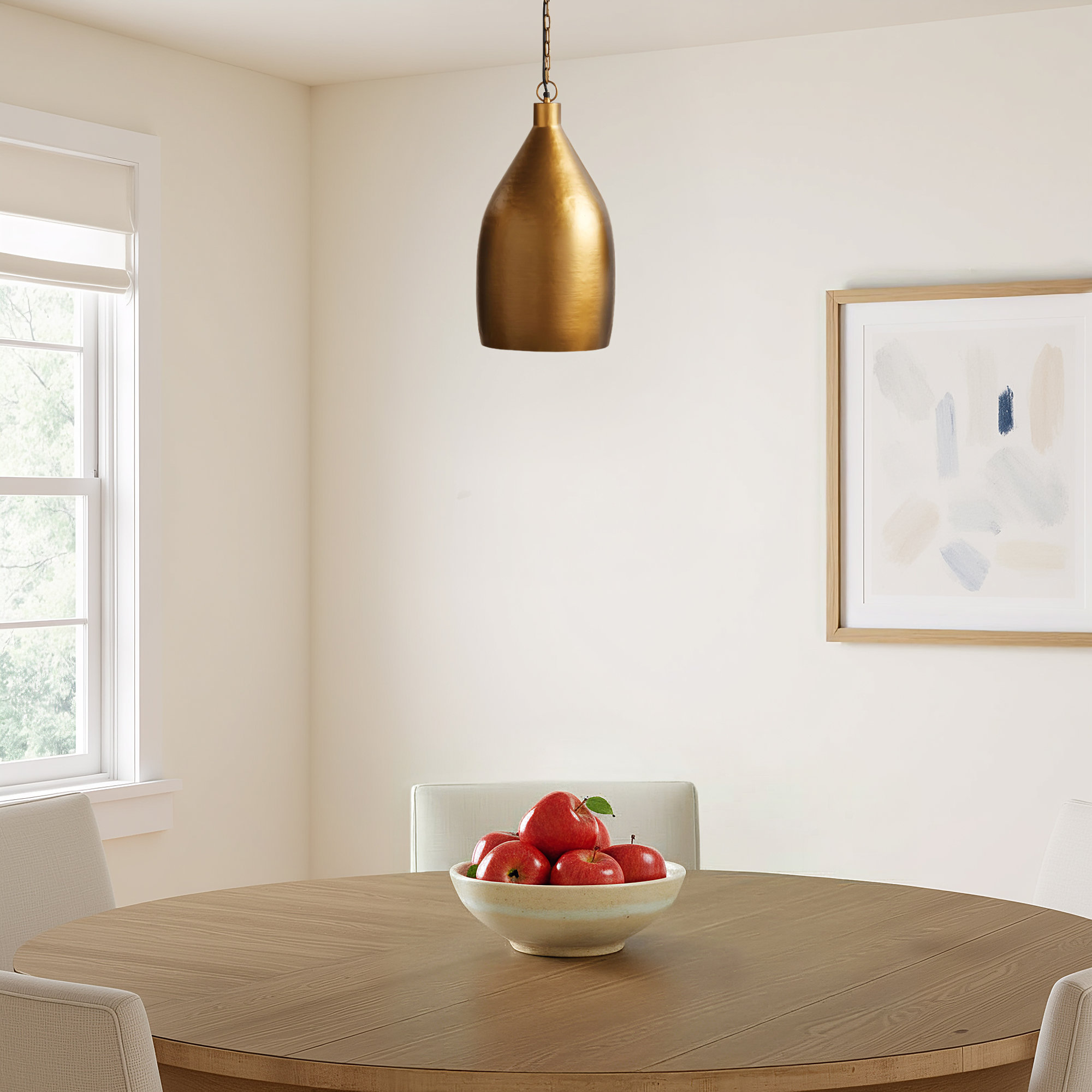 Single Light Iron Dimmable Pendant, Gold, 28.5'' H X 13'' W X 13'' D 