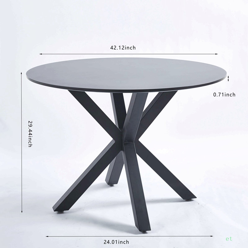 Ensemble de salle à manger 1 / 4,5 pièces, table de salle à manger à pieds en métal Mid-Century pour 4 à 6 personnes avec plateau en MDF, table de salle à manger à piédestal, table basse de loisirs