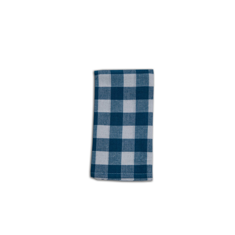 Jainy Cotton Checkered Square Napkin, Navy