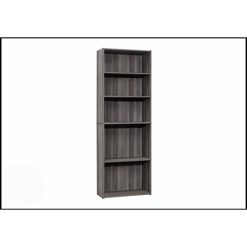 6-Tier Transitional Bookshelf With Adjustable Shelves For Office And Bedroom, Grey Laminate Finish, Durable And Stylish Storage Solution
