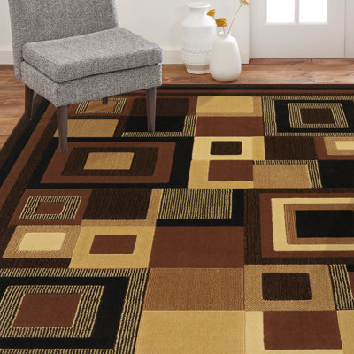 Tapis géométrique noir / brun Ferrell