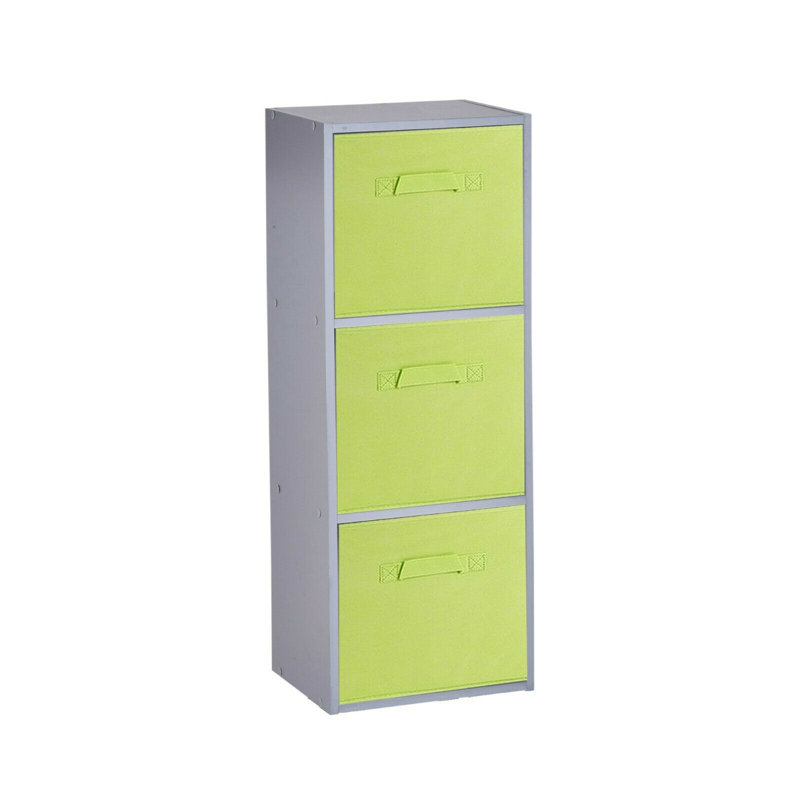 Cynera 106 cm H x 30 cm W Cube Bookcase, (4 Shelves) 106cm H x 30cm W x 23.5cm D, Grey/Green