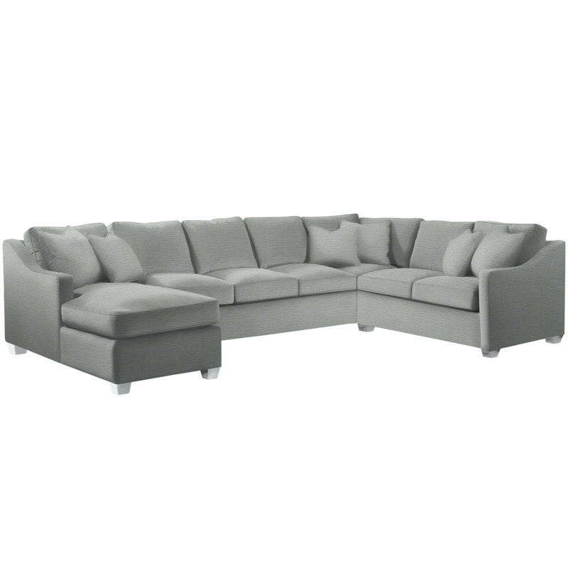 Oliver Sectional, Frost White, Left Hand Facing, Beige Performance Fabric; 0851-73