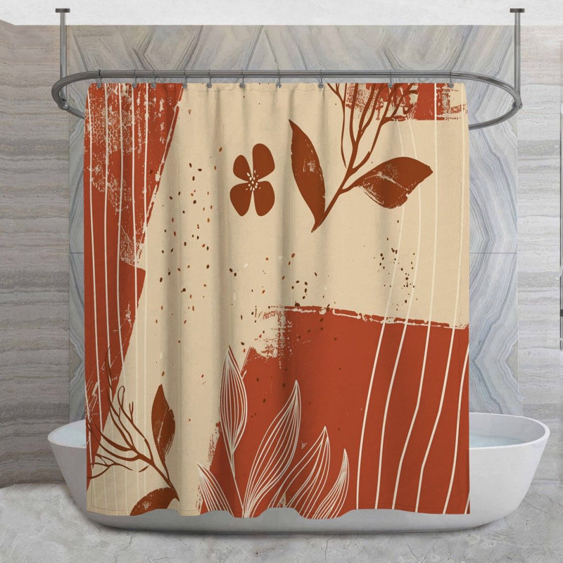Rideau de douche Plant - Décoration de salle de bain abstraite, H 93 po x l 70 po