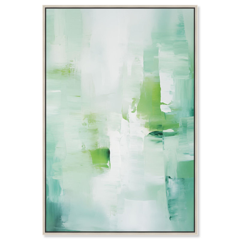 Toile Sproutling II par Art Remedy, H 16 po x l 11 po, Cadre flottant, Argent argent