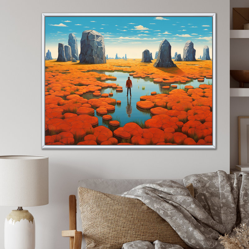 «Blossoming Alone Walking In Blooming Meadows I» sur toile, H 16 po x l 32 po x P 1 po, Cadre flottant blanc