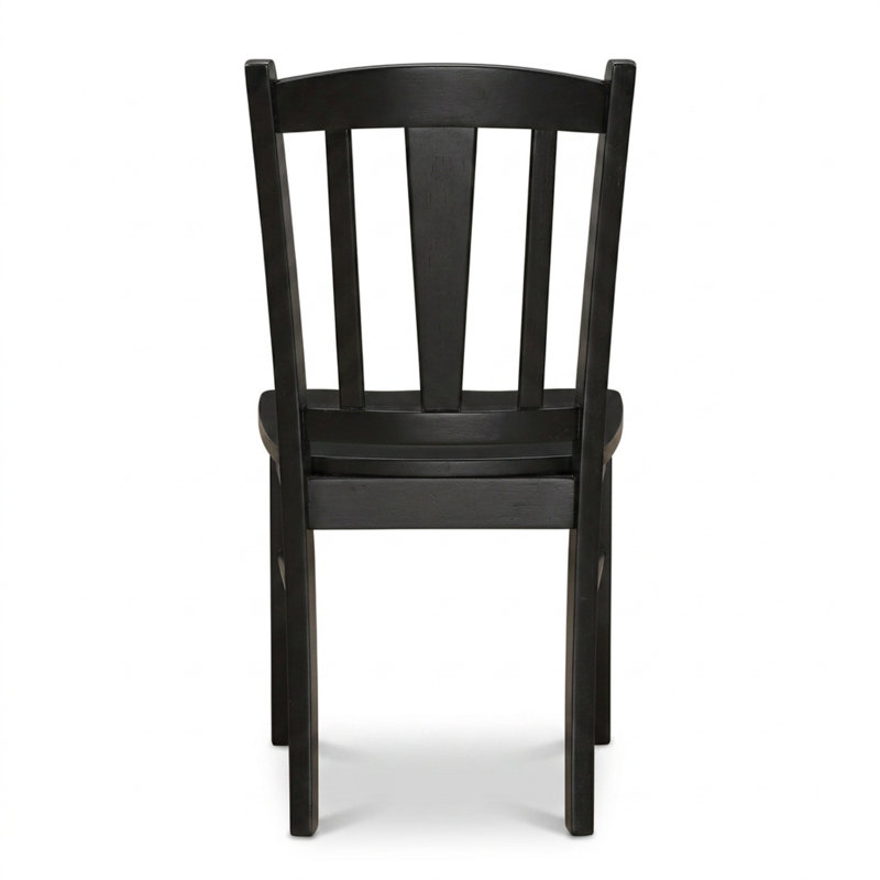 Ensemble de salle à manger rectangulaire 5 pièces en bois dur asiatique, fini noir, avec rallonge papillon et 4 chaises : 76 cm (H) x 81 cm (L) x 137 cm (P).