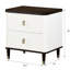 Attrayante table de chevet blanche et brune à 2 tiroirs et port pour la chambre à coucher