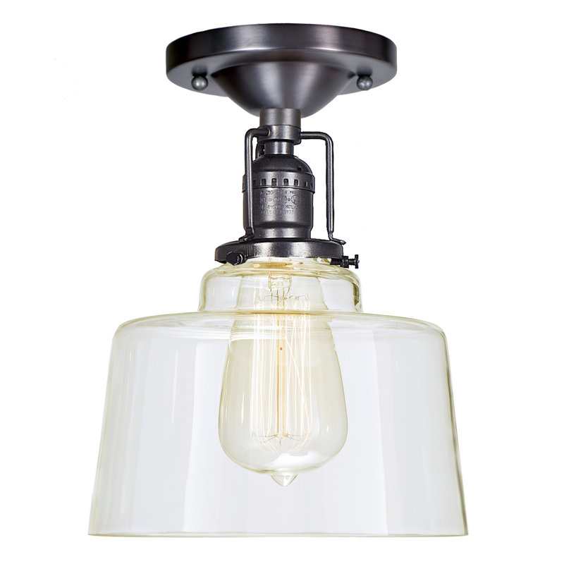 Shumway Glass Semi Flush Mount, Gun Metal