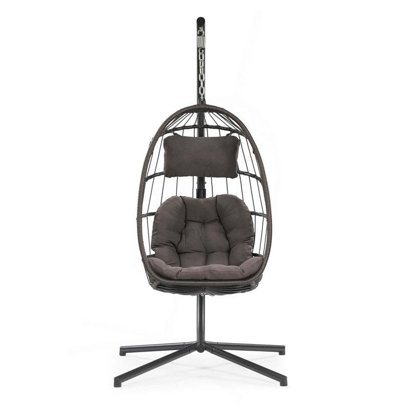 Chaise suspendue en osier pour l'extérieur, Gris