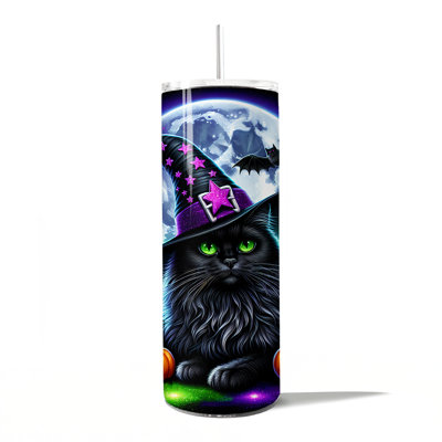 Verre noir 20 oz avec couvercle et tasse en acier inoxydable Spooky