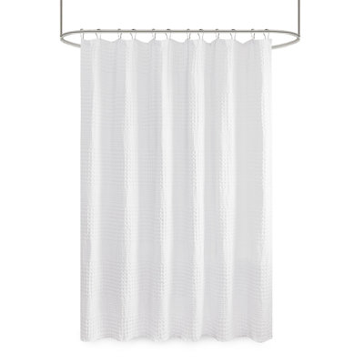 Super Waffle Textured Solid Shower Curtain