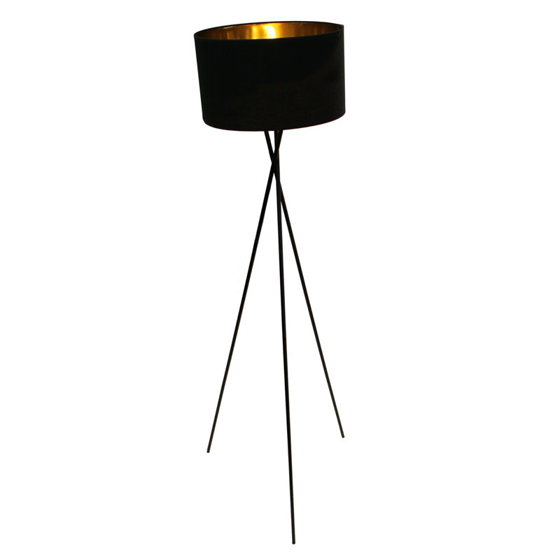 Ritwik 150cm Tripod Floor Lamp, Satin Black, Black
