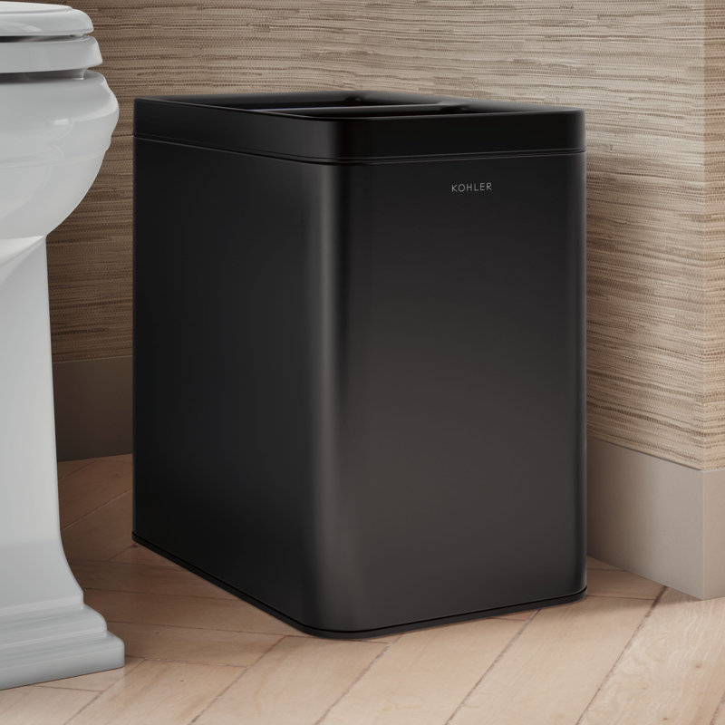 22-Liter Dual-Compartment Open-Top Trash Can, Black Stainless