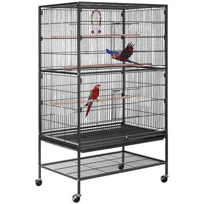 Zora 52.5 in. Steel Flat Top Travel Bird Cage with Wheels with Stand with Perch with Tray