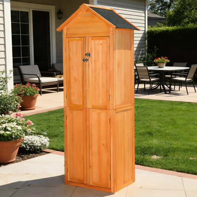 Waterproof Wood Outdoor Shed - Lockable Doors For Meadow, Lawn. Design Decor. Simple Installation, Suited Pool Supplies And Lawn Equipment. Solid Wood. Dimensions: 27.17" X 23.68" 83.63" Storage