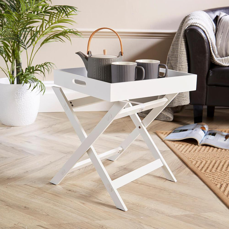 Ayushi Tray Top End Table, White