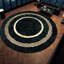 Tapis vert foncé rond, tapis de salon fait à la main-1464491556