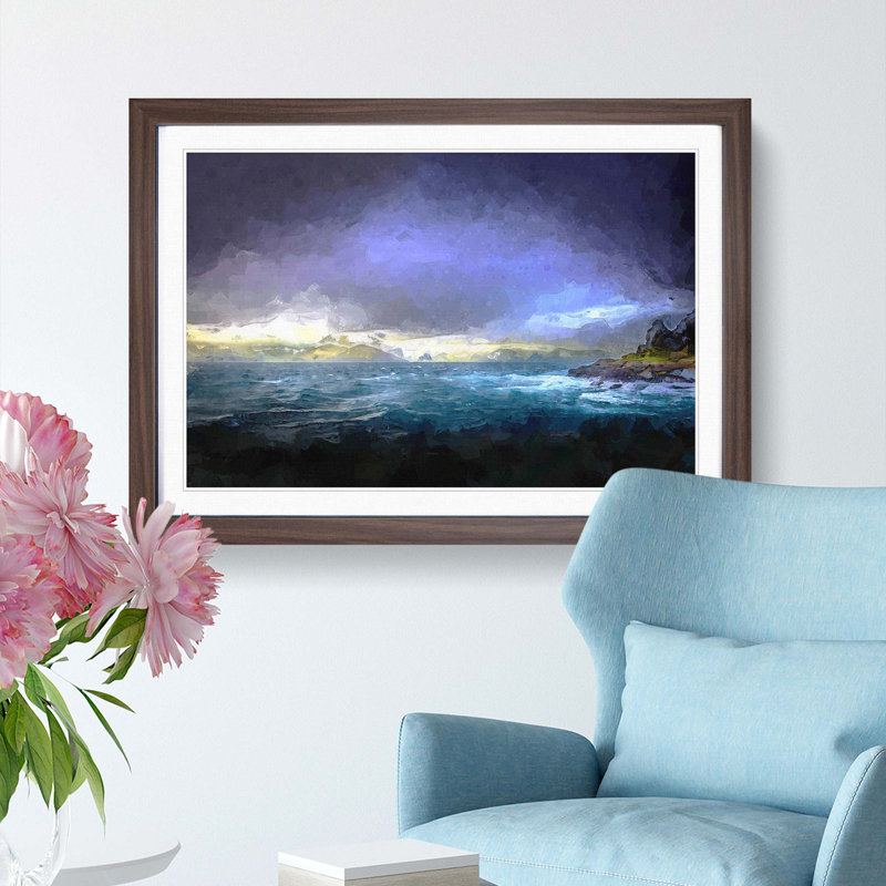 Faroe Island Ocean View - Picture Frame Graphic Art Print, Walnut, 35cm H x 50cm W x 2cm D
