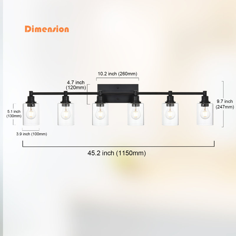 6 - Light Dimmable Vanity Light, Black
