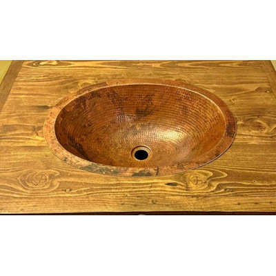 19" Oval Copper Bathroom Sink in Natural Patina