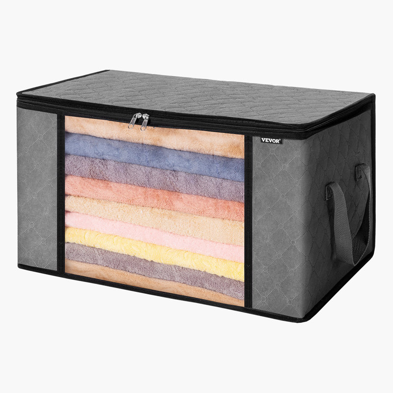 Grands sacs de rangement de 90 L, 6 bacs de rangement pour vêtements, contenants pliables pour organisateurs de placard avec poignée, sac de rangement en tissu novateur pour vêtements, couverture, édredon, drap de lit, coussin (gris)