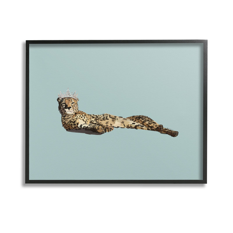 Léopard royal avec couronne, estampe numérique par Amelia Noyes, Giclée encadrée noir minuit, H 11 po x l 14 po