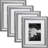 Myke Silver Solid Wood Picture Frame - Set of 4 with Mat-1868467348